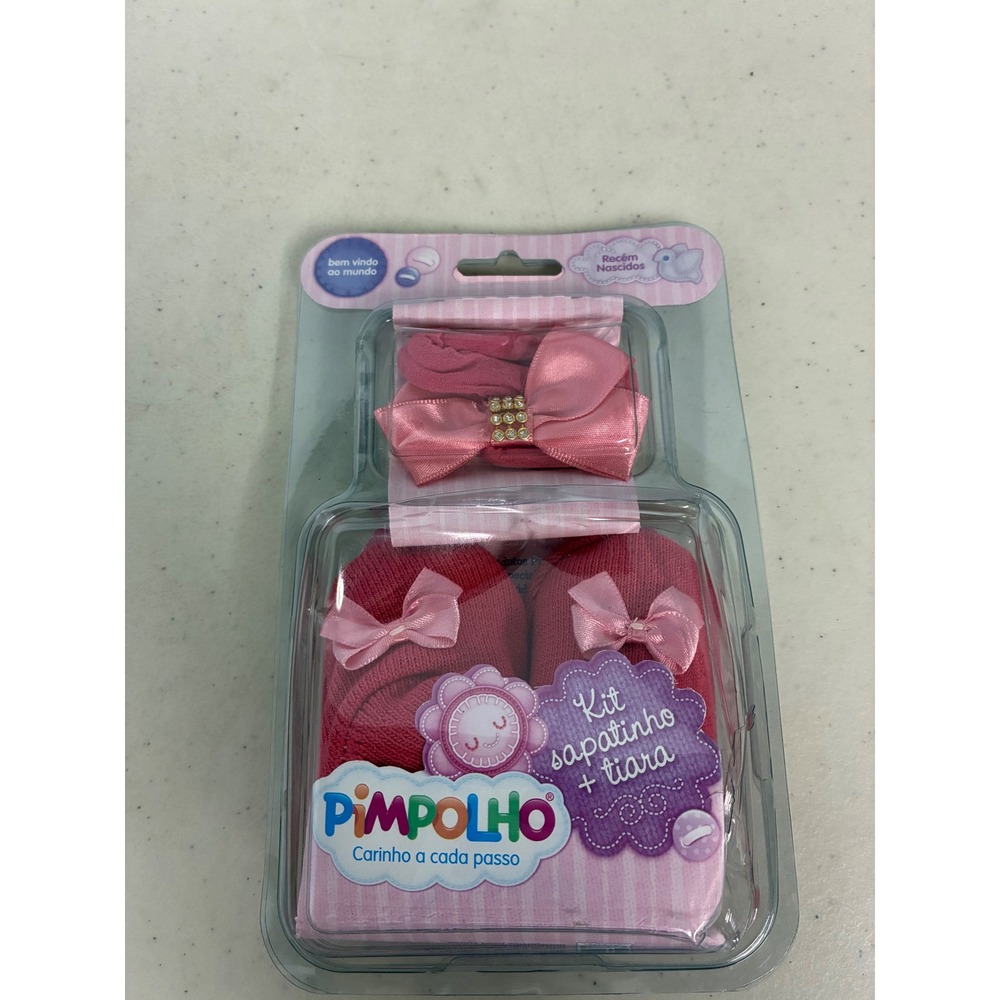 Pimpolho Pink Newborn Baby Booties and Headband Gift Set with Rhinestone Bows
